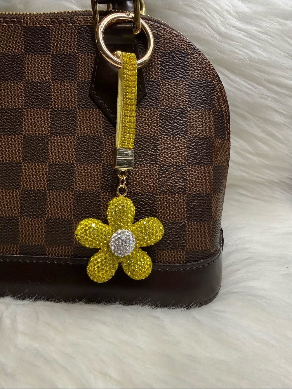 Yellow Crystal Flower Bag Charm